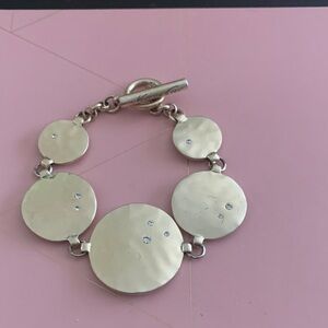 Kenneth Cole Gold Disc Bracelet with Crystal Details - 7 3/4 inches